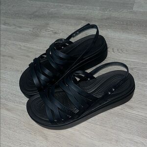 CROCS Black Strappy Sandals Comfort Slip-On